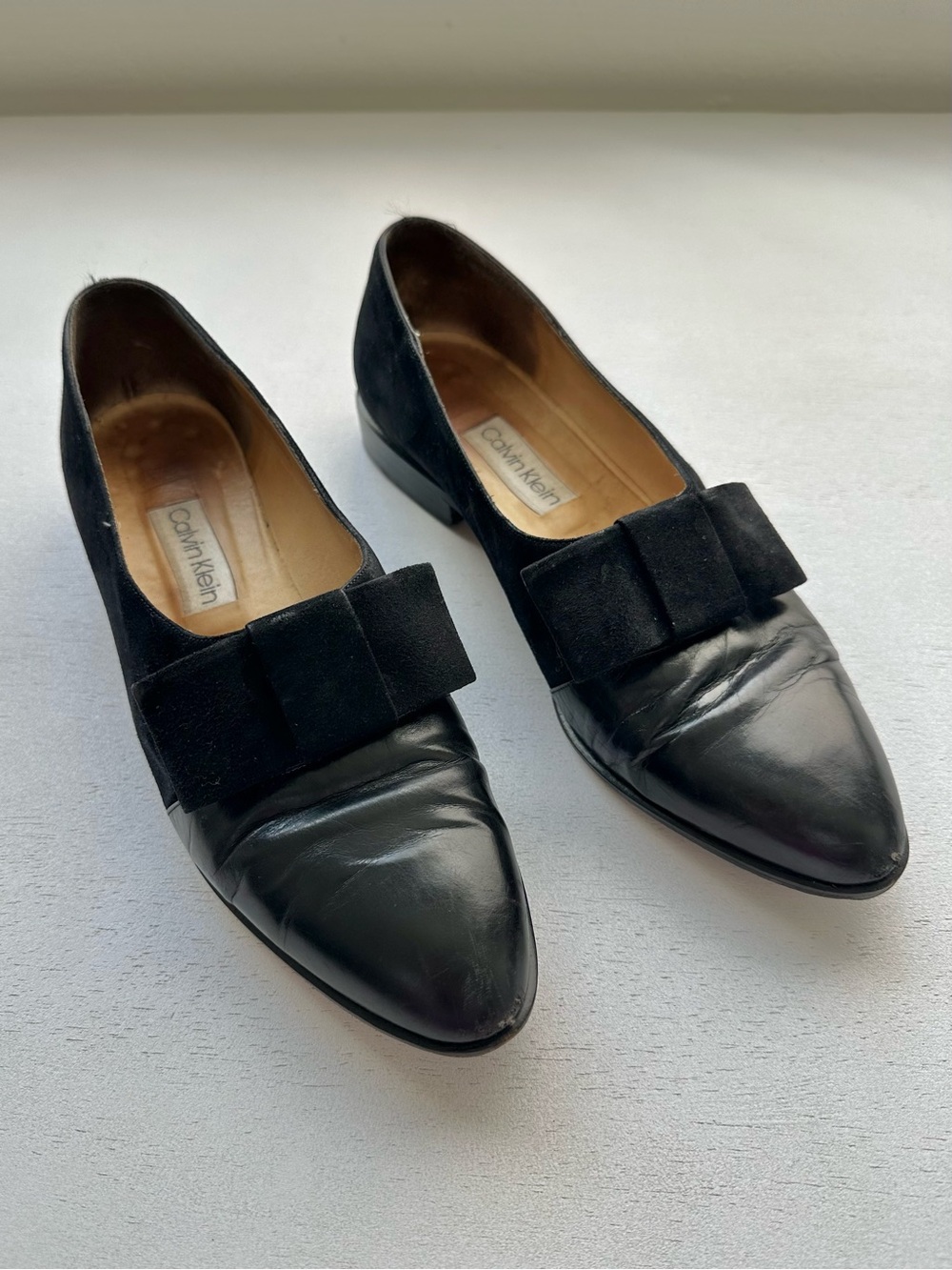 Vintage 90s calvin klein black leather opera tuxedo pump loafer shoes women’s 7